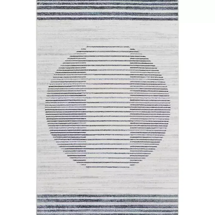 Area Rugs-Kirklands Home Blue Linear Sphere Washable Area Rug, 4x6