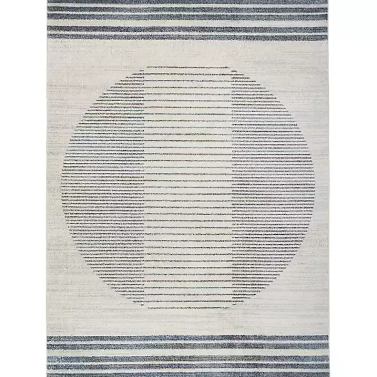 Area Rugs-Kirklands Home Blue Linear Sphere Washable Area Rug, 6x9