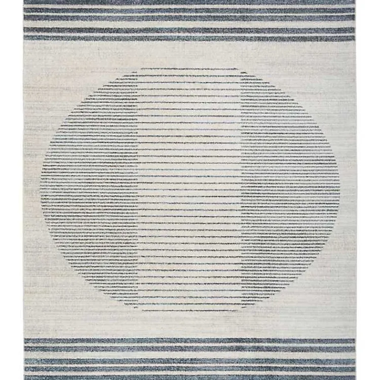 Area Rugs-Kirklands Home Blue Linear Sphere Washable Area Rug, 7x10