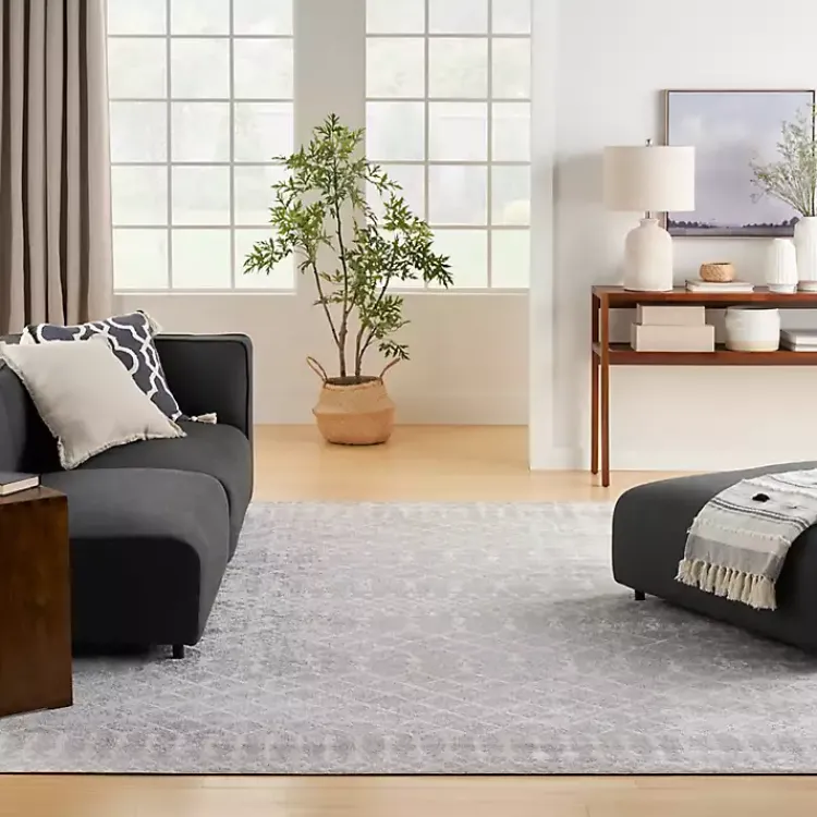 Area Rugs-Kirklands Home Light Moroccan Washable Area Rug, 7x10 Gray