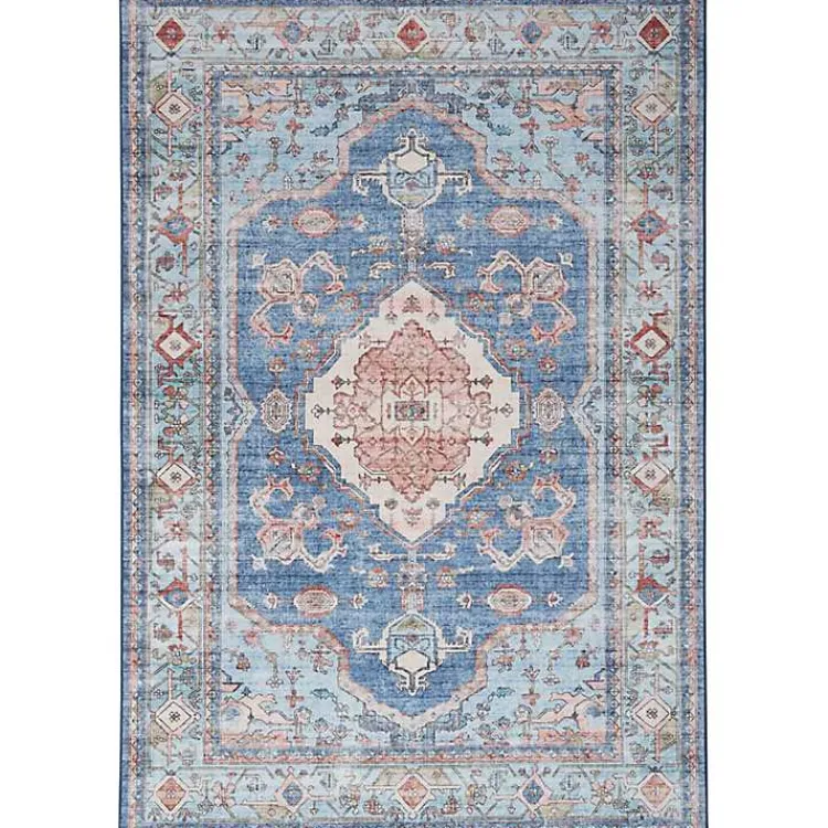 Area Rugs-Kirklands Home Fulton Medallion Area Rug, 5x7 Blue
