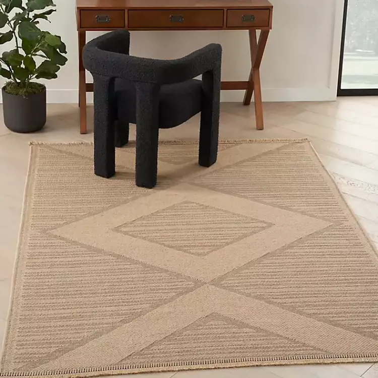 Area Rugs-Kirklands Home Natural Jute Woven Diamond Area Rug, 3x5