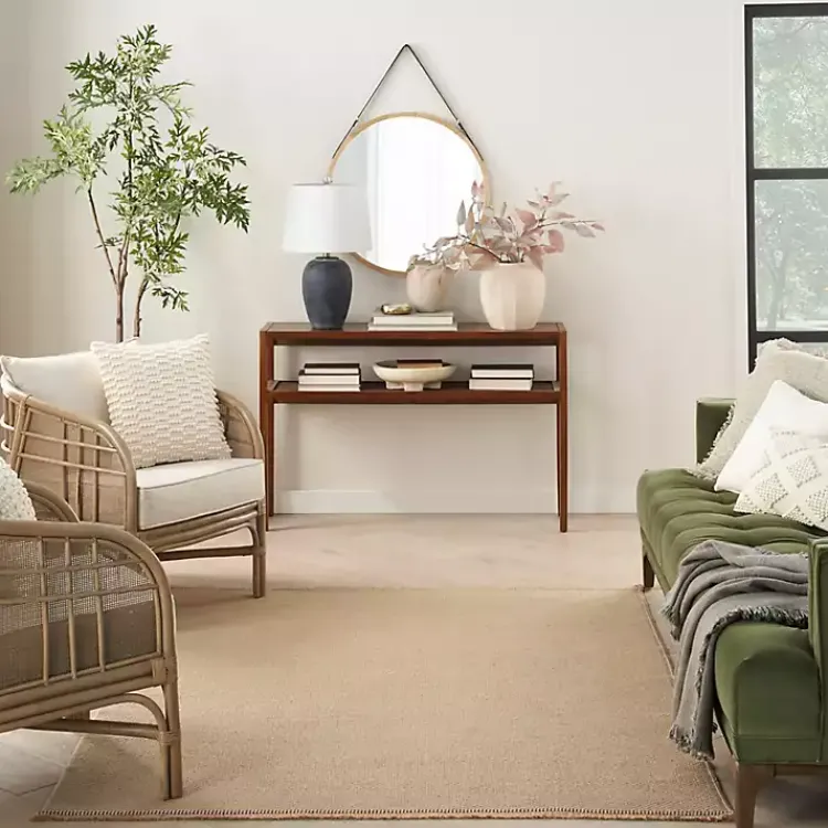 Area Rugs-Kirklands Home Natural Jute Solid Woven Area Rug, 5x7 Tan