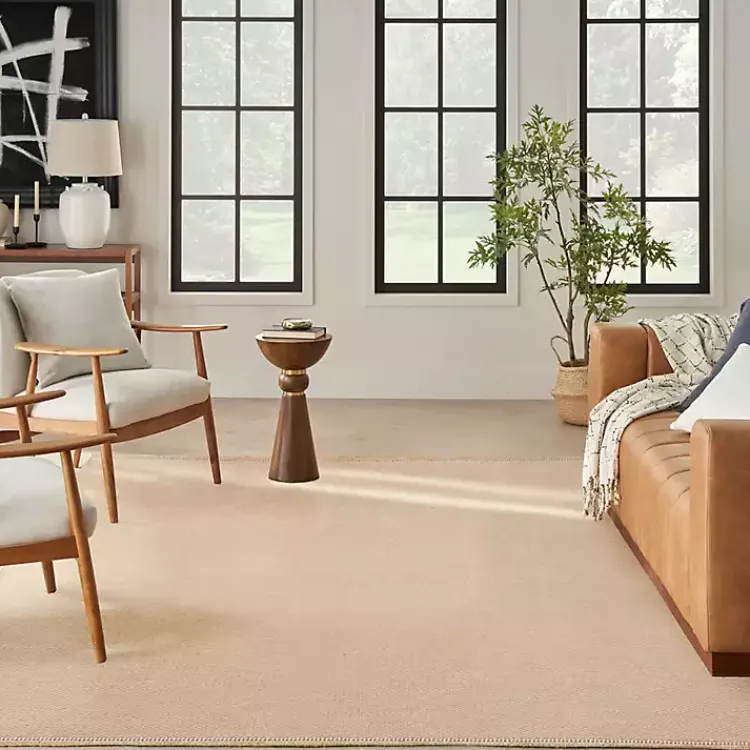 Area Rugs-Kirklands Home Natural Jute Solid Woven Area Rug, 7x9 Tan