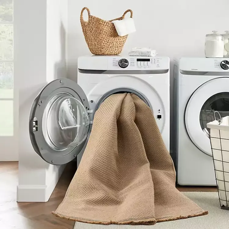 Area Rugs-Kirklands Home Natural Jute Solid Woven Area Rug, 7x9 Tan