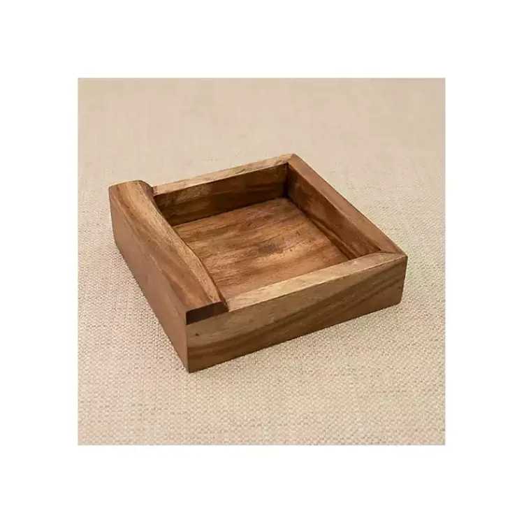 Kitchen Storage-Kirklands Home Live Edge Wood Napkin Holder Brown