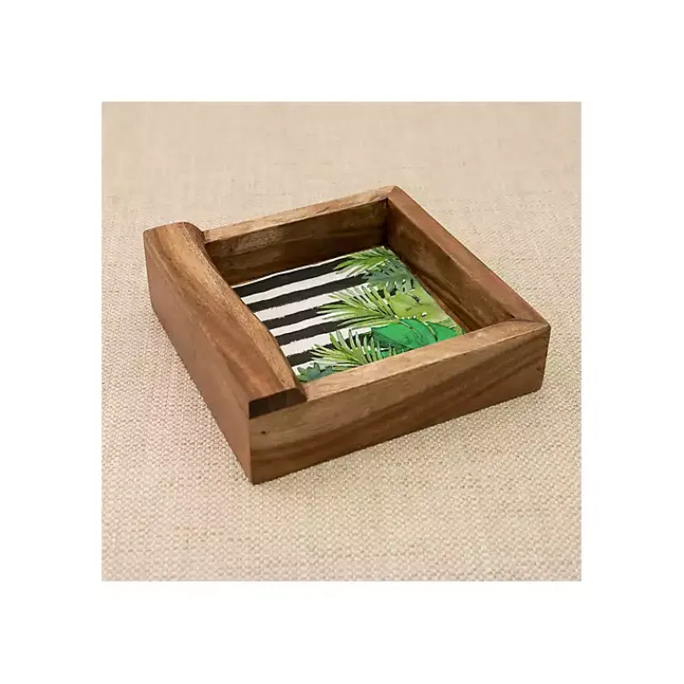 Kitchen Storage-Kirklands Home Live Edge Wood Napkin Holder Brown