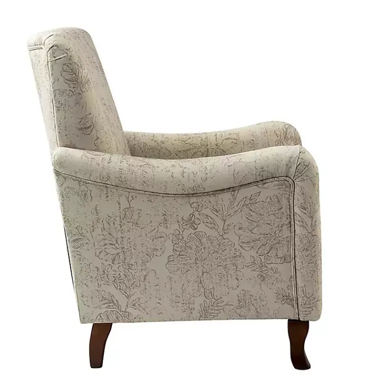 Accent Chairs-Kirklands Home Nicola Beige Linen Upholstered Armchair Tan