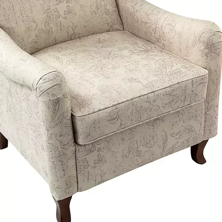 Accent Chairs-Kirklands Home Nicola Beige Linen Upholstered Armchair Tan