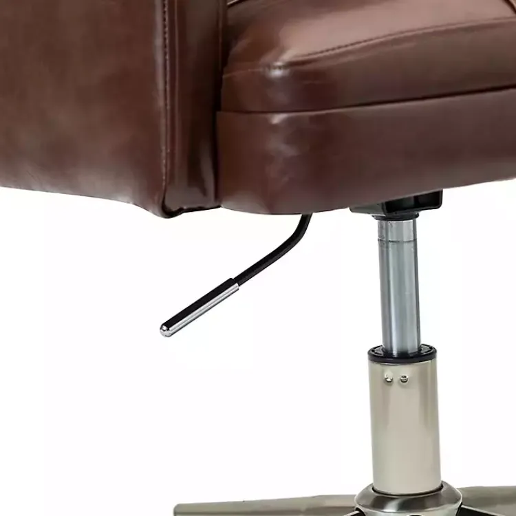 Office Furniture-Kirklands Home Espresso Tufted Faux Leather Swivel Office Chair Brown