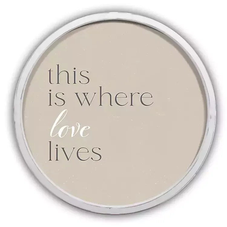 Wall Quotes & Signs-Kirklands Home Where Love Lives Round Framed Plaque White