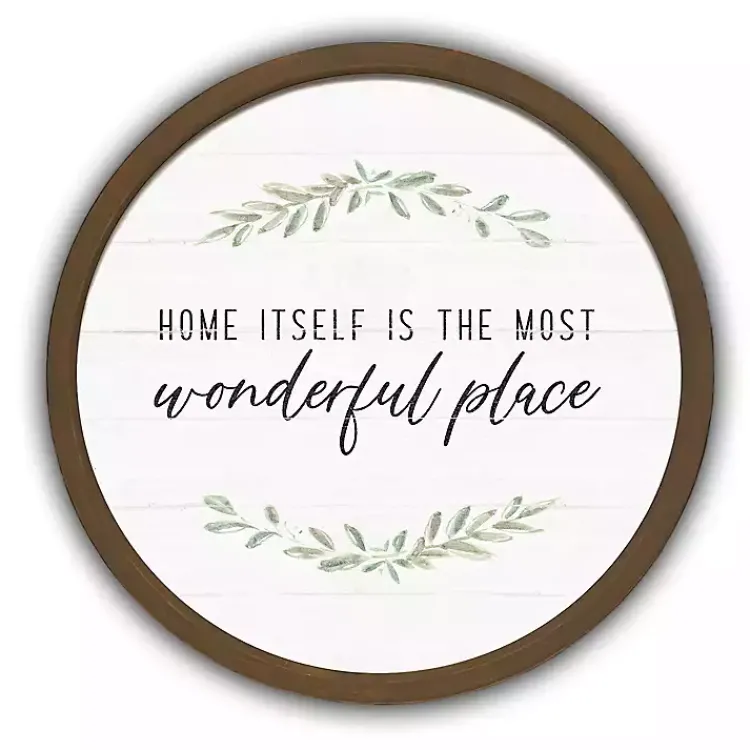 Wall Quotes & Signs-Kirklands Home Home is Wonderful Round Framed Plaque Brown
