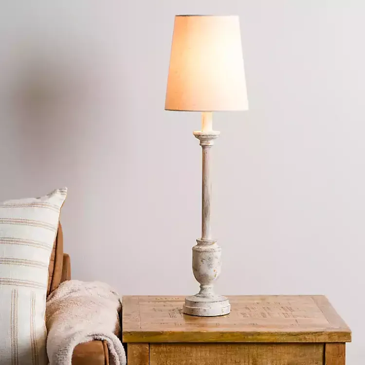 Buffet Lamps-Kirklands Home Distressed Ivory Classic Buffet Lamp Tan