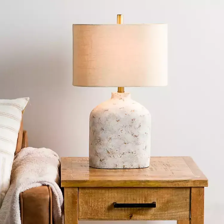 Table Lamps-Kirklands Home Distressed Narrow Table Lamp White