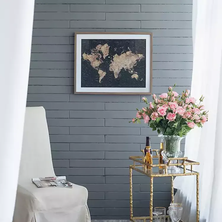 Framed Art-Kirklands Home Metallic Gold World Map Framed Art Print