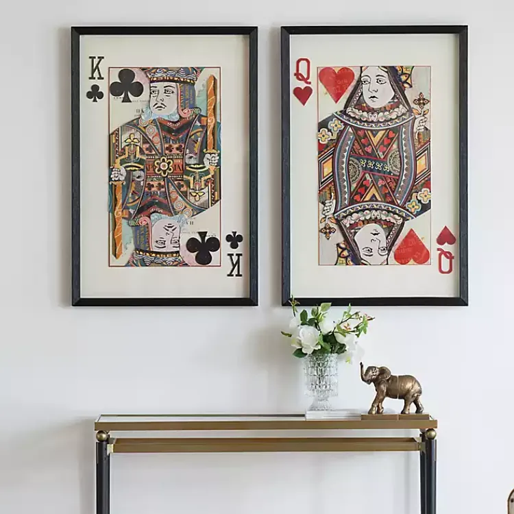Framed Art-Kirklands Home King & Queen Card Framed Art Prints, Set of 2 Multi