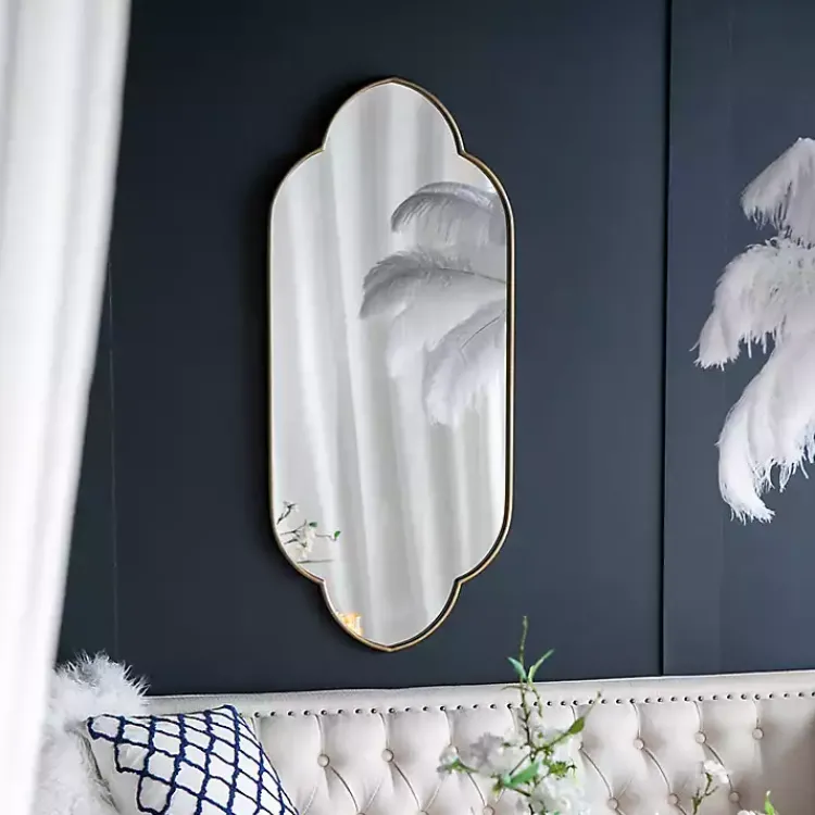 Decorative Mirrors-Kirklands Home Champagne Gold Long Quatrefoil Mirror