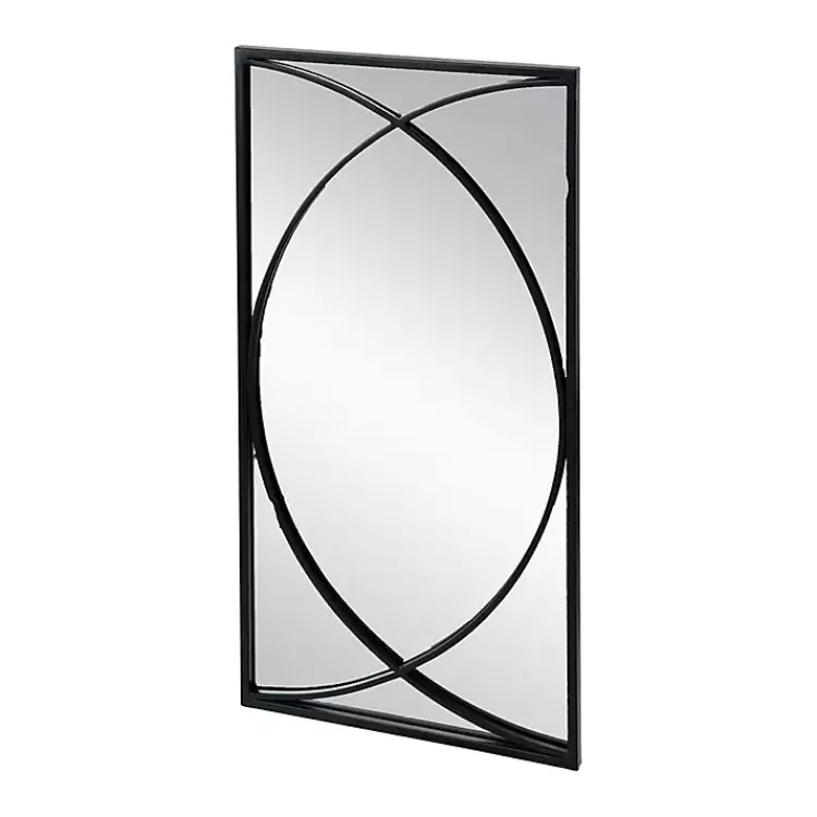 Decorative Mirrors-Kirklands Home Black Metal Geometric Wall Mirrors, Set of 3