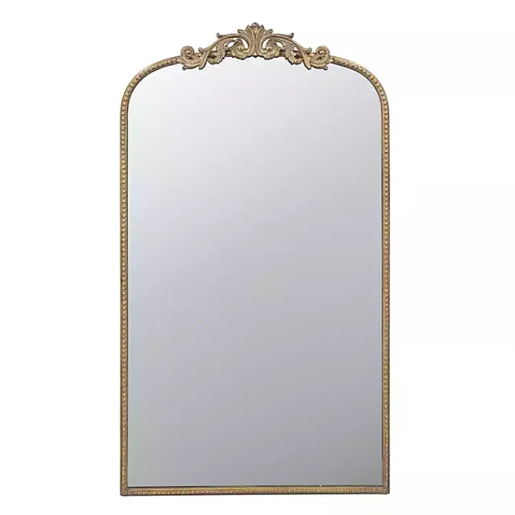 Decorative Mirrors-Kirklands Home Gold Studded Scroll Arched Mirror, 42 in.