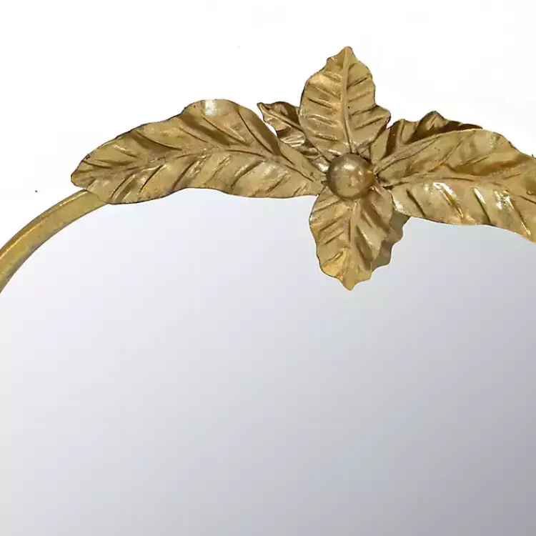 Decorative Mirrors-Kirklands Home Gold Leaves Arched Wall Mirror, 24x36 in.