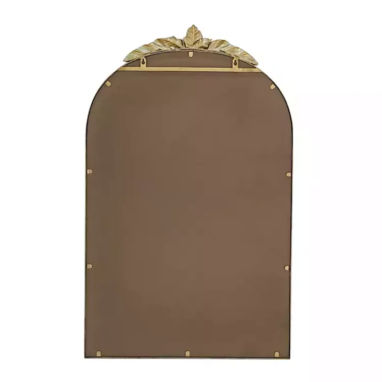 Decorative Mirrors-Kirklands Home Gold Leaves Arched Wall Mirror, 24x36 in.