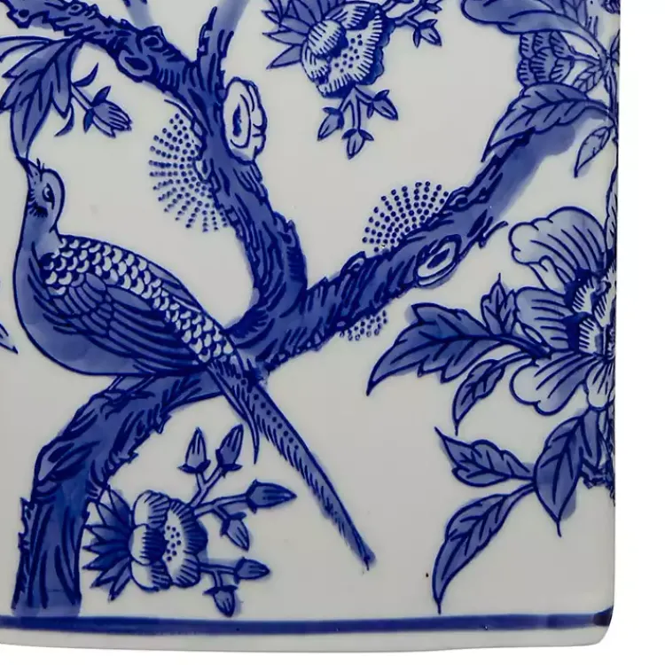 Table Lamps-Kirklands Home Blue and Bird Pattern Table Lamp White