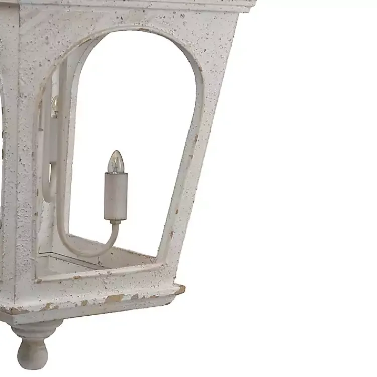 Chandeliers & Pendant Lighting-Kirklands Home Distressed Carriage Pendant Light White