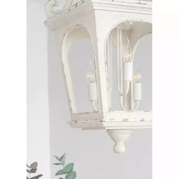 Chandeliers & Pendant Lighting-Kirklands Home Distressed Carriage Pendant Light White