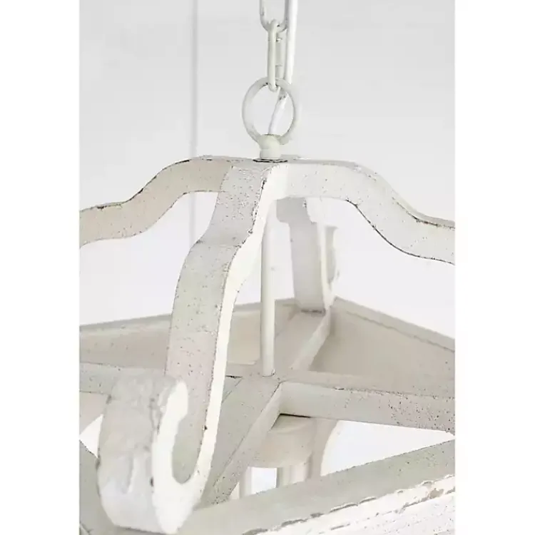 Chandeliers & Pendant Lighting-Kirklands Home Distressed Carriage Pendant Light White