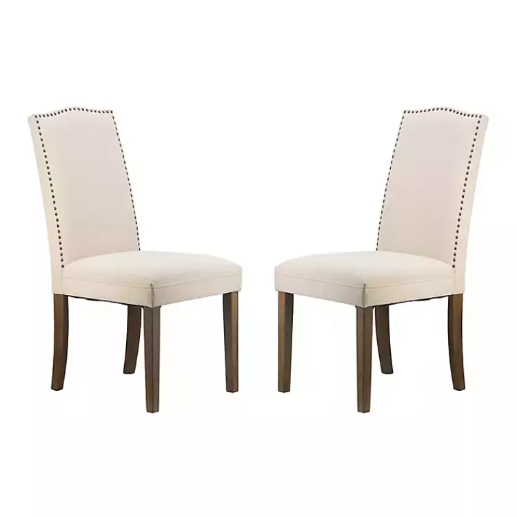 Dining Chairs-Kirklands Home Cream Upholstered Armless Dining Chairs, Set of 2 Ivory