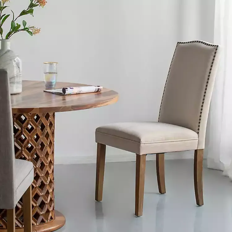 Dining Chairs-Kirklands Home Cream Upholstered Armless Dining Chairs, Set of 2 Ivory