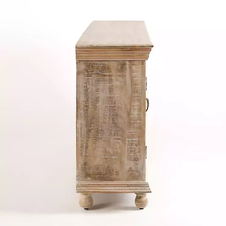 Cabinets & Sideboards-Kirklands Home Whitewashed Carri Glass Door Cabinet