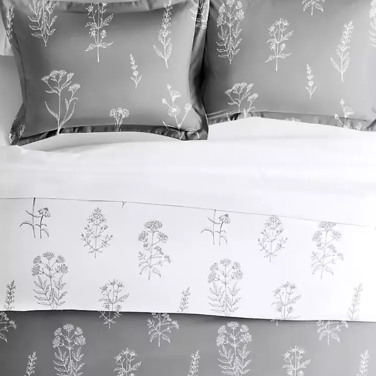 Duvets-Kirklands Home Gray Floral Reversible 2-pc. Twin Duvet Cover Set