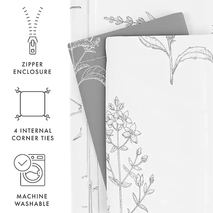 Duvets-Kirklands Home Gray Floral Reversible 2-pc. Twin Duvet Cover Set