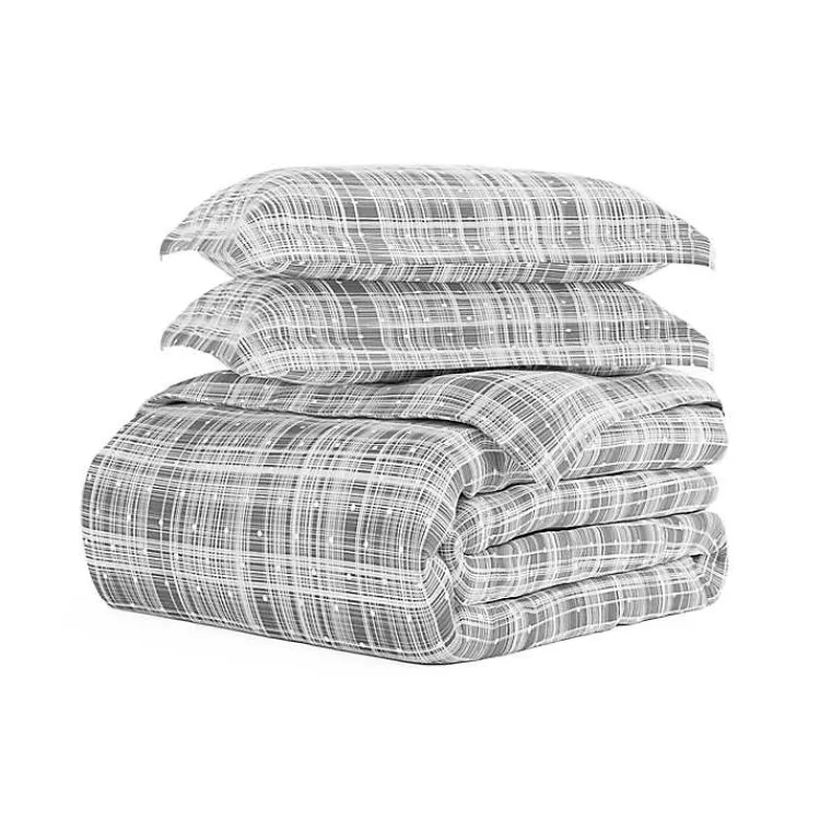 Duvets-Kirklands Home Plaid Polka Dot 2-pc. Twin Duvet Cover Set Gray