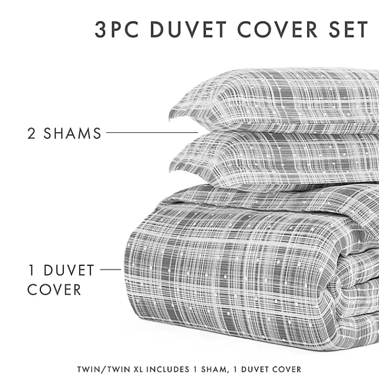 Duvets-Kirklands Home Plaid Polka Dot 2-pc. Twin Duvet Cover Set Gray