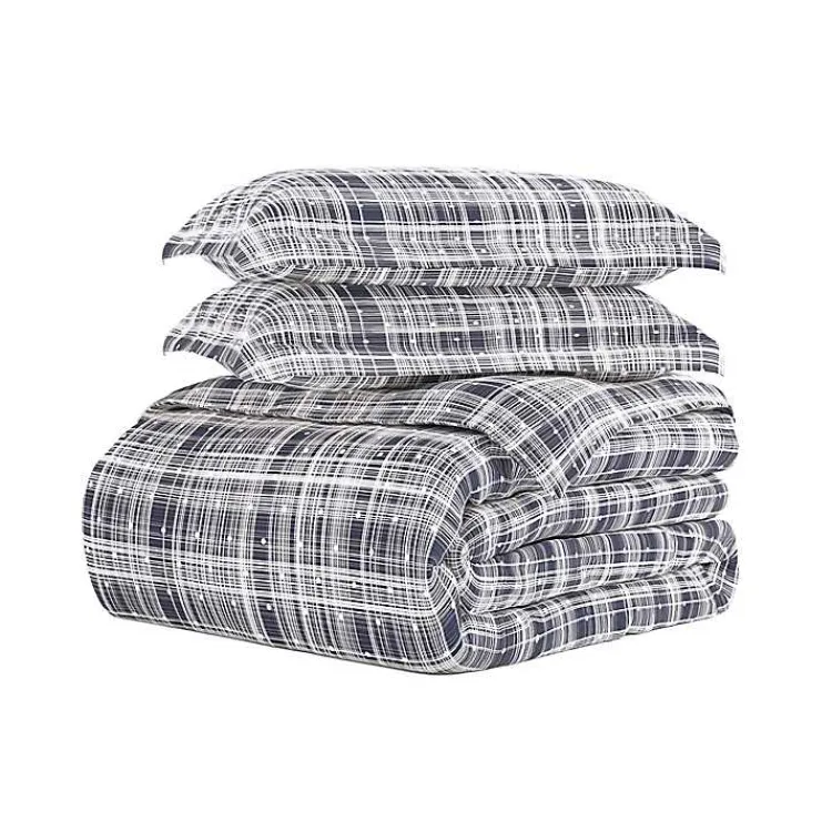 Duvets-Kirklands Home Navy Plaid Polka Dot 2-pc. Twin Duvet Cover Set