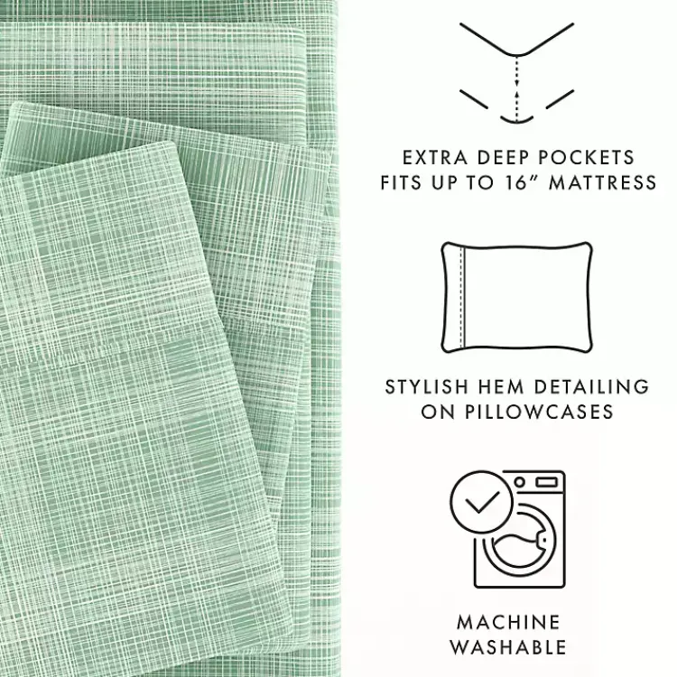 Bed Sheets-Kirklands Home Soft Thatch 3-pc. Twin Sheet Set Green