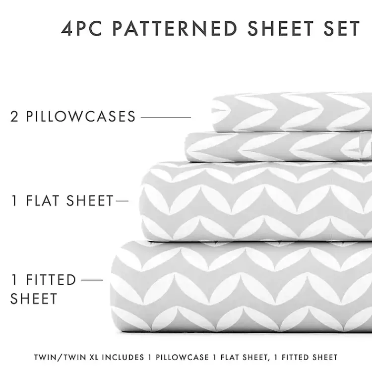 Bed Sheets-Kirklands Home Gray and White Chevron 3-pc. Twin Sheet Set