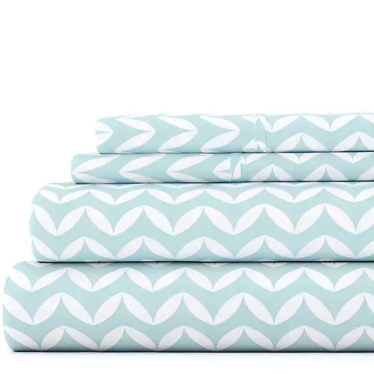 Bed Sheets-Kirklands Home Blue and White Chevron 3-pc. Twin Sheet Set