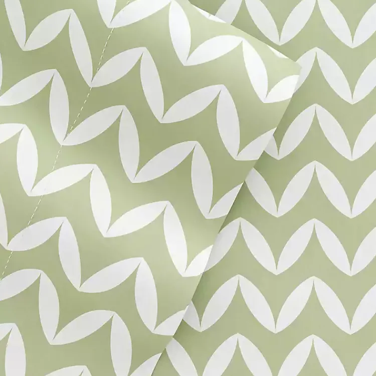 Bed Sheets-Kirklands Home Green and White Chevron 3-pc. Twin Sheet Set
