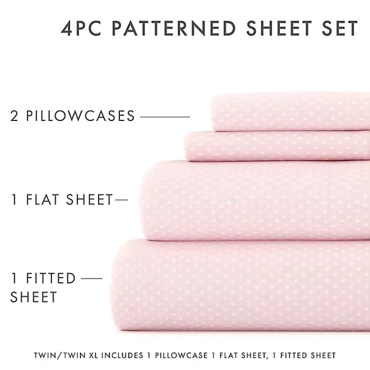 Bed Sheets-Kirklands Home Tiny Hearts 3-pc. Twin Sheet Set Pink