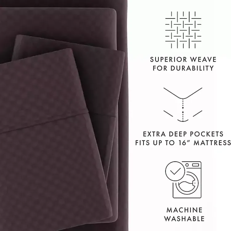 Bed Sheets-Kirklands Home Embossed Checkered 3-pc. Twin Sheet Set Purple
