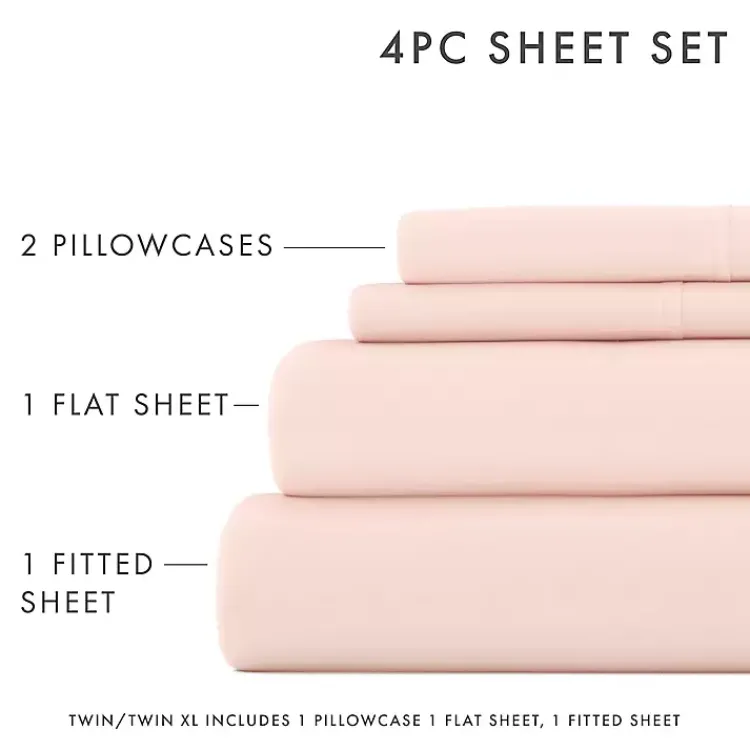 Bed Sheets-Kirklands Home Blush Ultra Soft 3-pc. Twin Sheet Set Pink