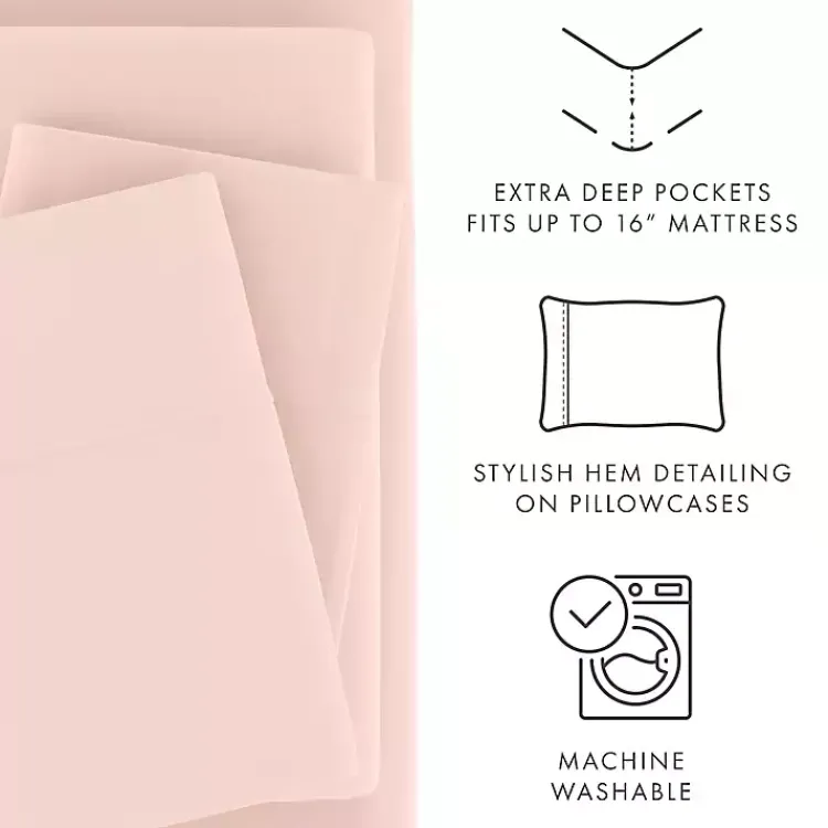 Bed Sheets-Kirklands Home Blush Ultra Soft 3-pc. Twin Sheet Set Pink
