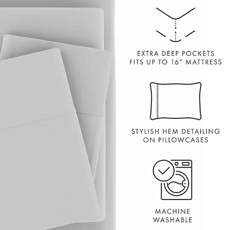 Bed Sheets-Kirklands Home Light Ultra Soft 3-pc. Twin XL Sheet Set Gray