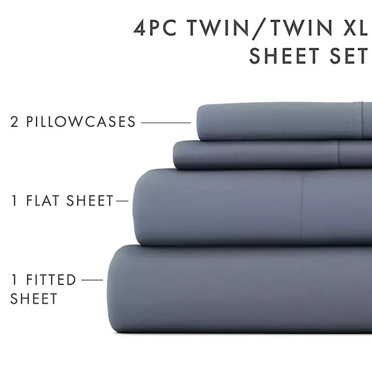 Bed Sheets-Kirklands Home Stone Ultra Soft 4-pc. Twin XL Sheet Set Gray