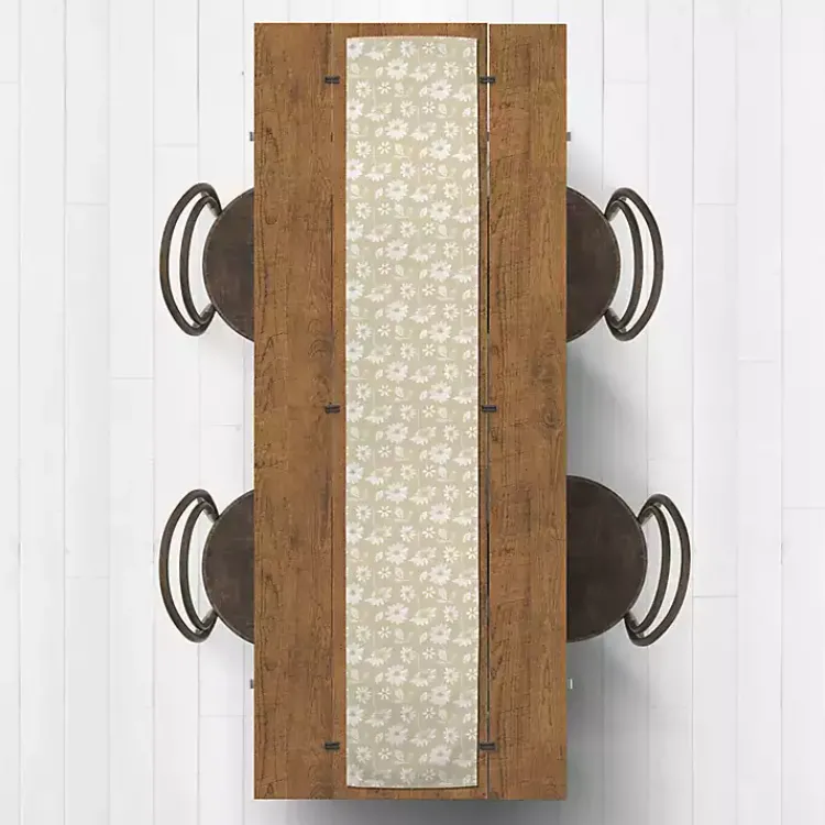 Table Linens-Kirklands Home Tan and White Wildflower Table Runner, 72 in.