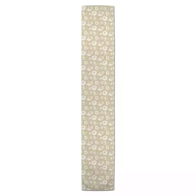 Table Linens-Kirklands Home Tan and White Wildflower Table Runner, 72 in.