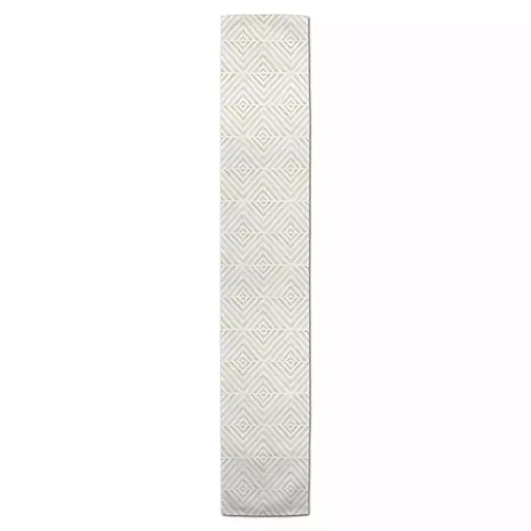Table Linens-Kirklands Home Tan and White Diamond Table Runner, 72 in.